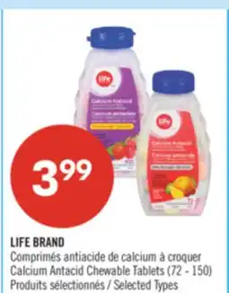 Pharmaprix LIFE BRAND Calcium Antacid Chewable Tablets offer