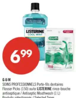 Pharmaprix SOINS PROFESSIONNELS Flosser Picks (150) or LISTERINE Antiseptic Mouthwash (1 L) offer