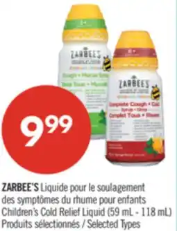 Pharmaprix ZARBEE'S Children's Cold Relief Liquid offer