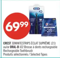 Pharmaprix CREST 3DWHITESTRIPS (21) or ORAL-B iO2 rechargeable Rechargeable Toothbrush offer