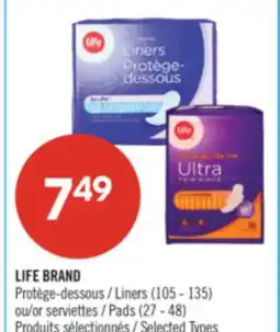 Pharmaprix LIFE BRAND Liners (105 - 135) Pads (27 - 48) offer