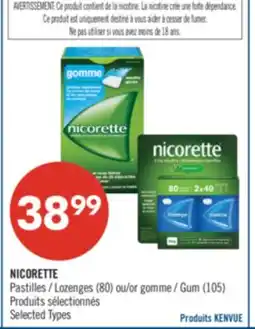 Pharmaprix NICORETTE Lozenges (80) or Gum (105) offer