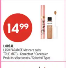 Pharmaprix L'ORÉAL LASH PARADISE Mascara or TRUE MATCH Concealer offer
