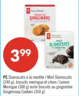 Pharmaprix PC Mint Slamscuits (240 g), Lemon Meringue Cookies (300 g) or Gingersnap Cookies (350 g) offer