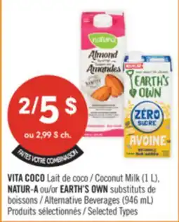 Pharmaprix VITA COCO Coconut Milk (1 L), NATUR-A or EARTH'S OWN Alternative Beverages (946 mL) offer