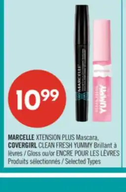 Pharmaprix MARCELLE XTENSION PLUS Mascara, COVERGIRL CLEAN FRESH YUMMY Gloss or ENCRE POUR LES LÈVRES offer