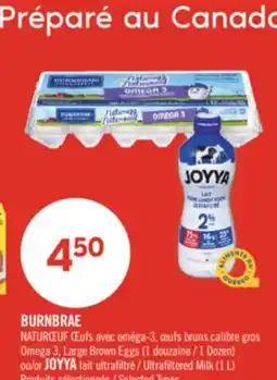 Pharmaprix BURNBRAE Omega 3, Large Brown Eggs (1 Dozen) or JOYYA Ultrafiltered Milk (1 L) offer