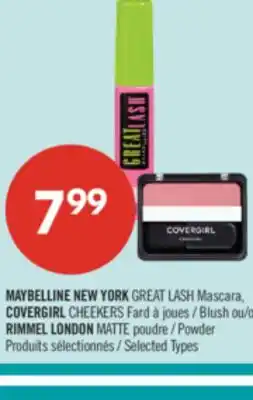 Pharmaprix MAYBELLINE NEW YORK GREAT LASH Mascara Blush or RIMMEL LONDON MATTE Powder offer