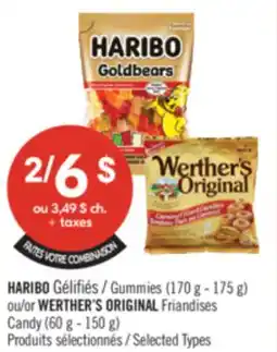 Pharmaprix HARIBO Gummies (170 g - 175 g) or WERTHER'S ORIGINAL Candy (60 g - 150 g) offer
