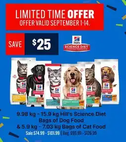 Ren’s Pets Depot Hill's Science Diet Bags of Dog Food 9.98 kg - 15.9 kg & Bags of Cat Food 5.9 kg-7.03 kg offer