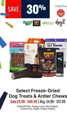 Ren’s Pets Depot Select Freeze-Dried Dog Treats & Antler Chews offer