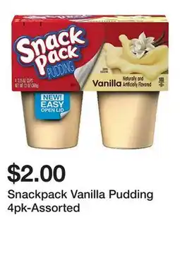 Dollarama Snackpack Vanilla Pudding 4pk-Assorted offer