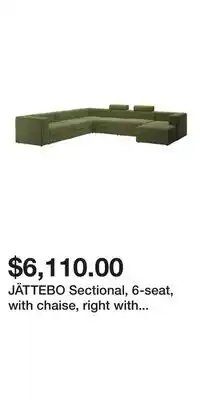 IKEA JÄTTEBO Sectional, 6-seat, with chaise, right with headrests/Samsala dark yellow-green offer