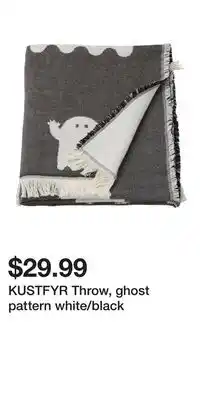IKEA KUSTFYR Throw, ghost pattern white/black offer