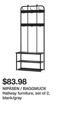 IKEA NIPÅSEN / BAGGMUCK Hallway furniture, set of 2, black/gray offer