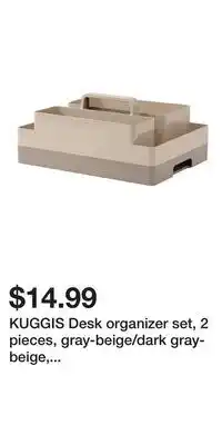 IKEA KUGGIS Desk organizer set, 2 pieces, gray-beige/dark gray-beige, 26x35x16 cm offer