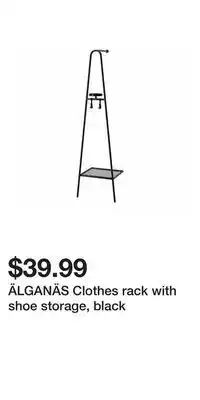 IKEA ÄLGANÄS Clothes rack with shoe storage, black offer