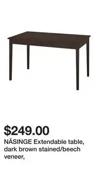 IKEA NÄSINGE Extendable table, dark brown stained/beech veneer offer