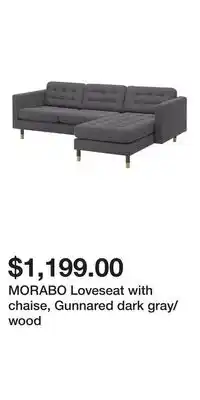 IKEA MORABO Loveseat with chaise, Gunnared dark gray/wood offer