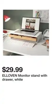 IKEA ELLOVEN Monitor stand with drawer, white offer