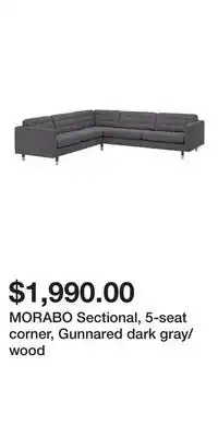 IKEA MORABO Sectional, 5-seat corner, Gunnared dark gray/wood offer
