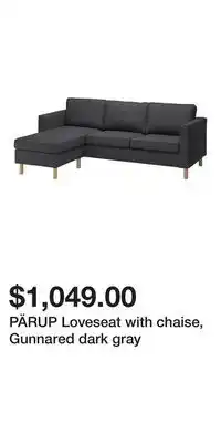 IKEA PÄRUP Loveseat with chaise, Gunnared dark gray offer