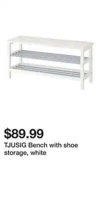 IKEA TJUSIG Bench with shoe storage, white offer