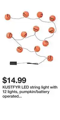 IKEA KUSTFYR LED string light with 12 lights, pumpkin/battery operated outdoor offer