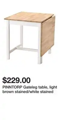 IKEA PINNTORP Gateleg table, light brown stained/white stained offer