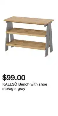 IKEA KALLSÖ Bench with shoe storage, gray offer