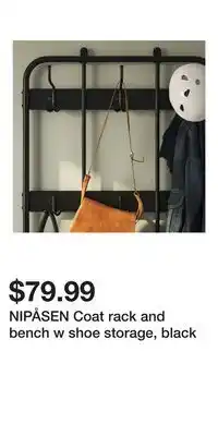 IKEA NIPÅSEN Coat rack and bench w shoe storage, black offer