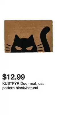 IKEA KUSTFYR Door mat, cat pattern black/natural offer