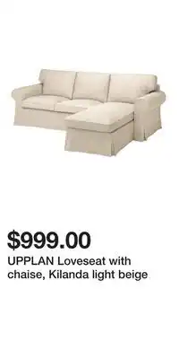 IKEA UPPLAN Loveseat with chaise, Kilanda light beige offer