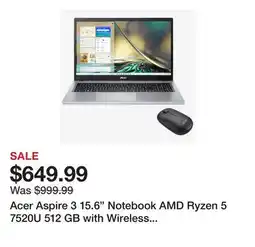 TSC Stores Acer Aspire 3 15.6 Notebook AMD Ryzen 5 7520U 512 GB with Wireless Mouse offer