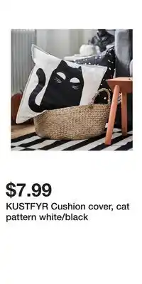 IKEA KUSTFYR Cushion cover, cat pattern white/black offer