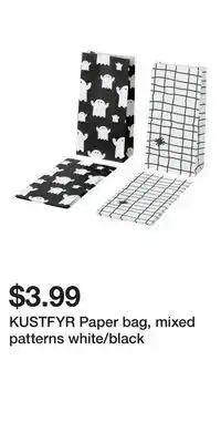 IKEA KUSTFYR Paper bag, mixed patterns white/black offer