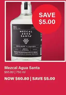 LCBO Mezcal Agua Santa offer