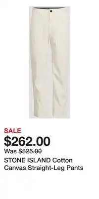 Holt Renfrew STONE ISLAND Cotton Canvas Straight-Leg Pants offer