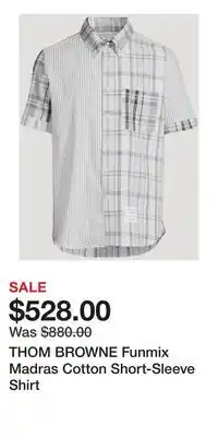 Holt Renfrew THOM BROWNE Funmix Madras Cotton Short-Sleeve Shirt offer