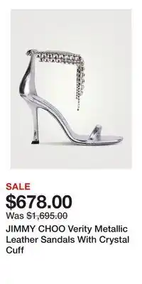 Holt Renfrew JIMMY CHOO Verity Metallic Leather Sandals With Crystal Cuff offer