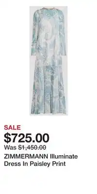 Holt Renfrew ZIMMERMANN Illuminate Dress In Paisley Print offer