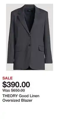 Holt Renfrew THEORY Good Linen Oversized Blazer offer