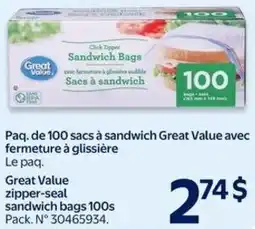 Walmart Great Value zipper-seal sandwich bags offer