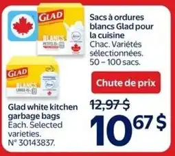 Walmart Glad white kitchen garbage bags offer