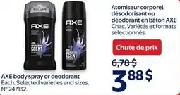 Walmart AXE body spray or deodorant offer
