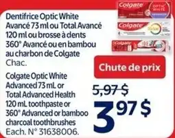 Walmart Colgate Optic White Advanced 73 mL or Total Advanced Health toothpaste or 360° Advanced or bamboo charcoal toothbrushes offer