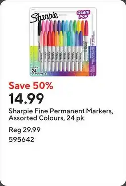 Staples Sharpie Fine Permanent Markers, Assorted Colours, 24 pk offer