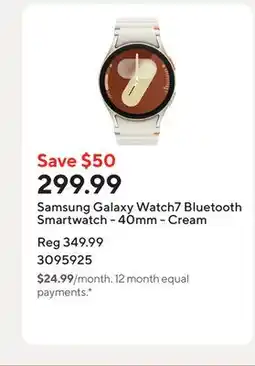 Staples Samsung Galaxy Watch7 Bluetooth Smartwatch - 40mm - Cream offer