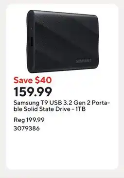 Staples Samsung T9 USB 3.2 Gen 2 Portable Solid State Drive - 1TB offer