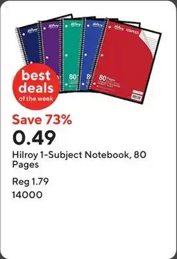 Staples Hilroy 1-Subject Notebook, 80 Pages offer
